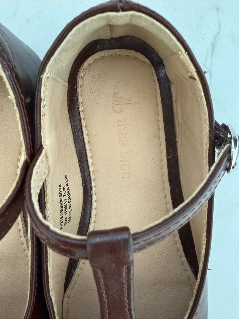 Girls Brown T-Strap Mary Jane Dress Shoes 10T